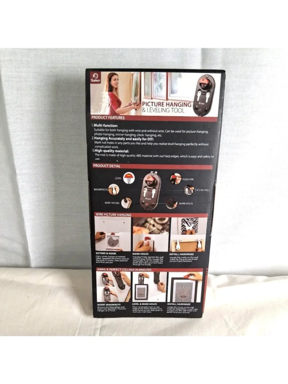 Saker Picture Hanging & Leveling Tool Kit No More Measuring! NIB
